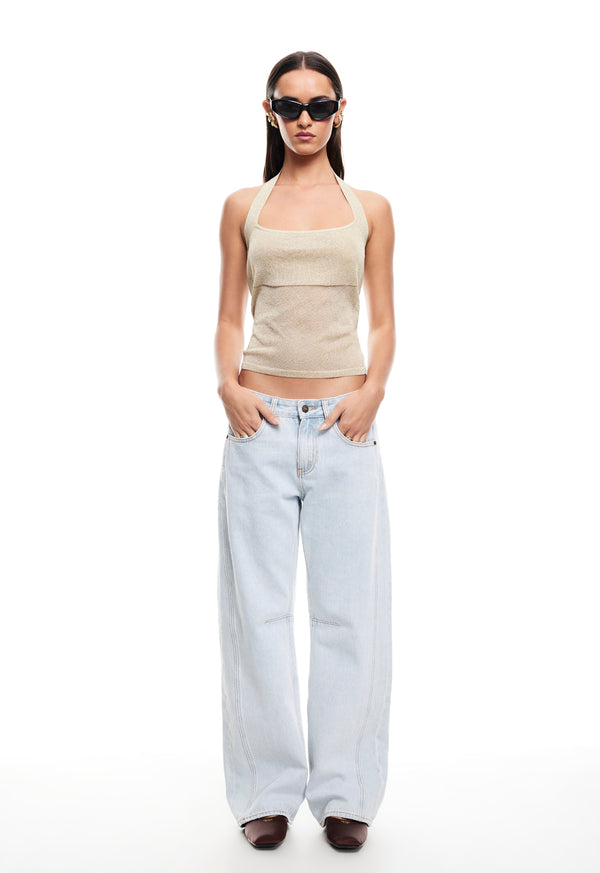 PALISADES HALTER TOP - OYSTER