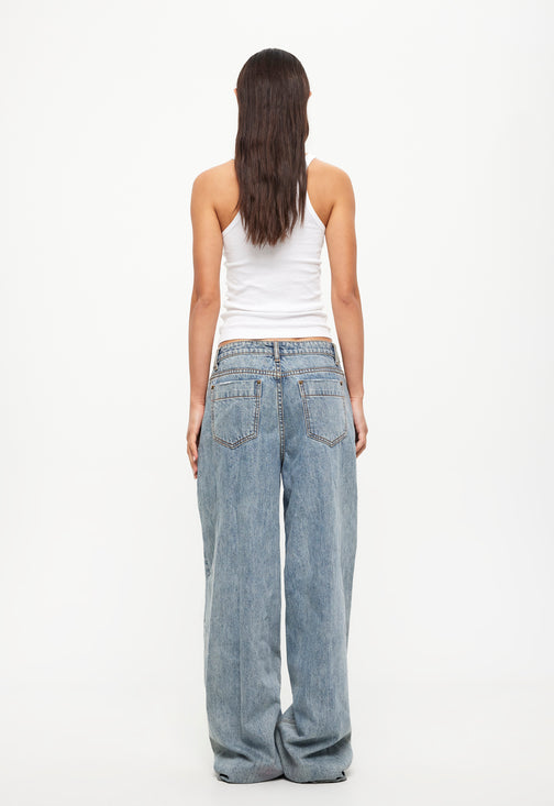 大人も着やすいシンプルファッション na.e Wide Loose Jeans M_Long丈