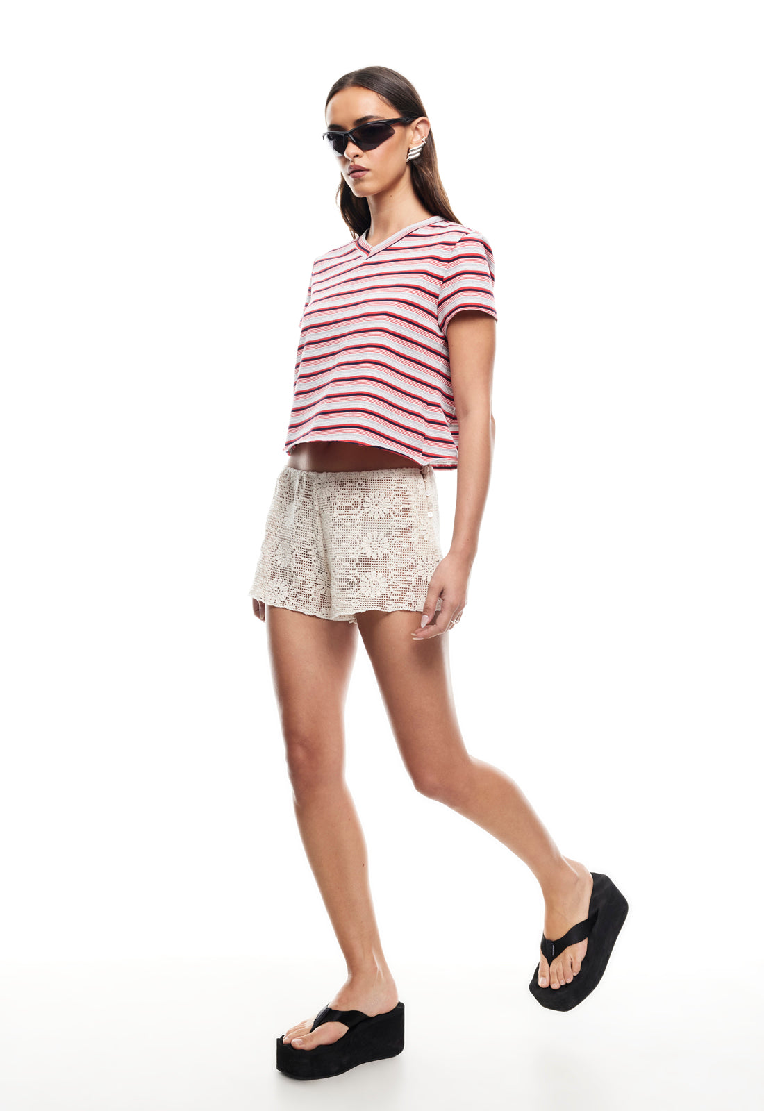 NORTH LIGHT TEE - CRIMSON STRIPE