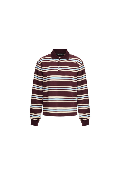 LEISURE LONG SLEEVE POLO - CHOCOLATE MULTI