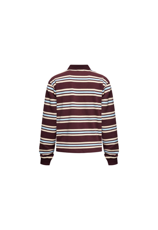 LEISURE LONG SLEEVE POLO - CHOCOLATE MULTI