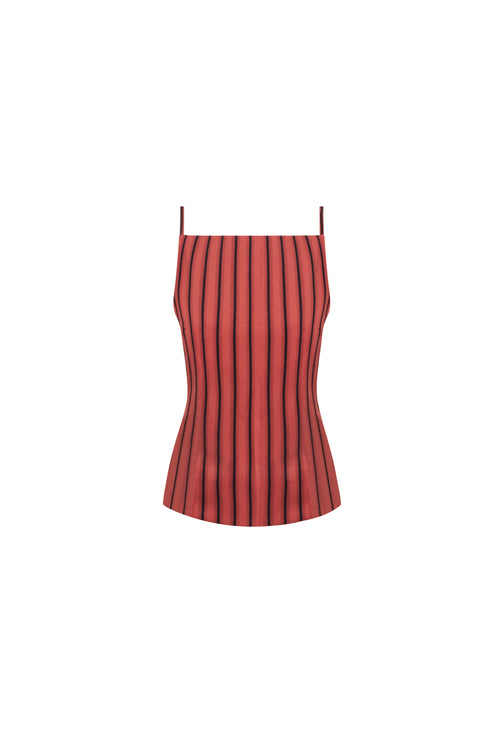 HORIZON TIE TOP - CRIMSON STRIPE