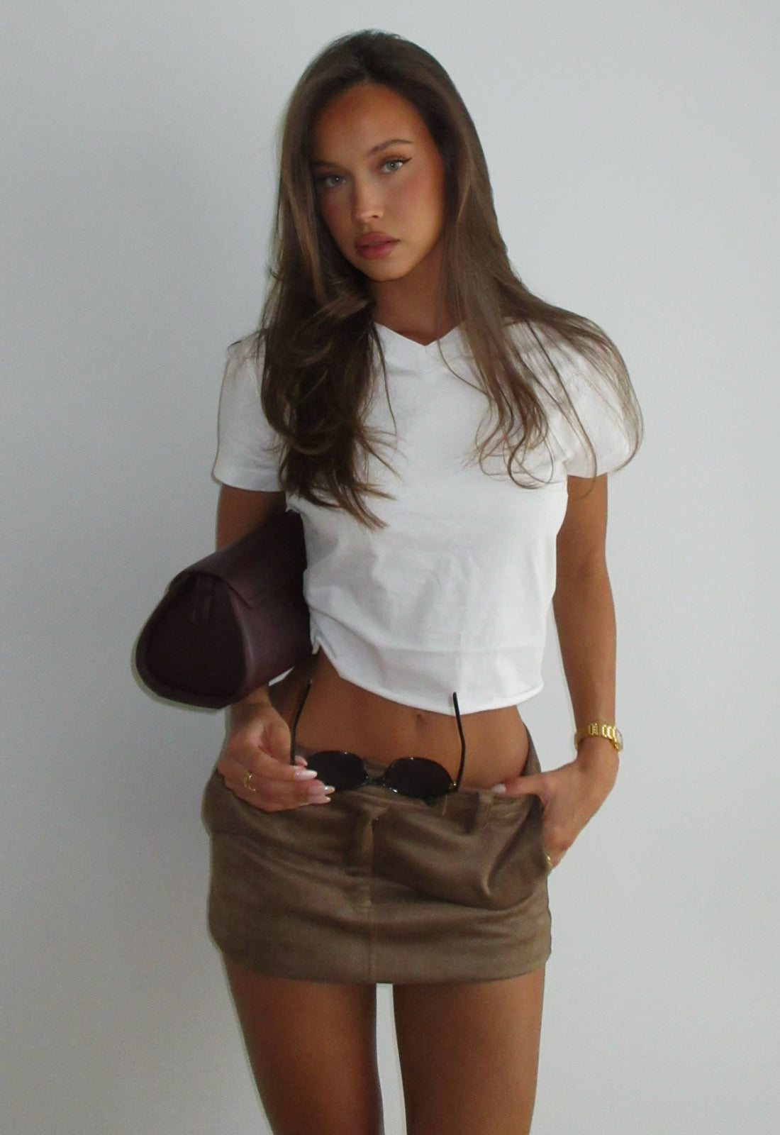 MIRAGE MINI SKIRT - COFFEE