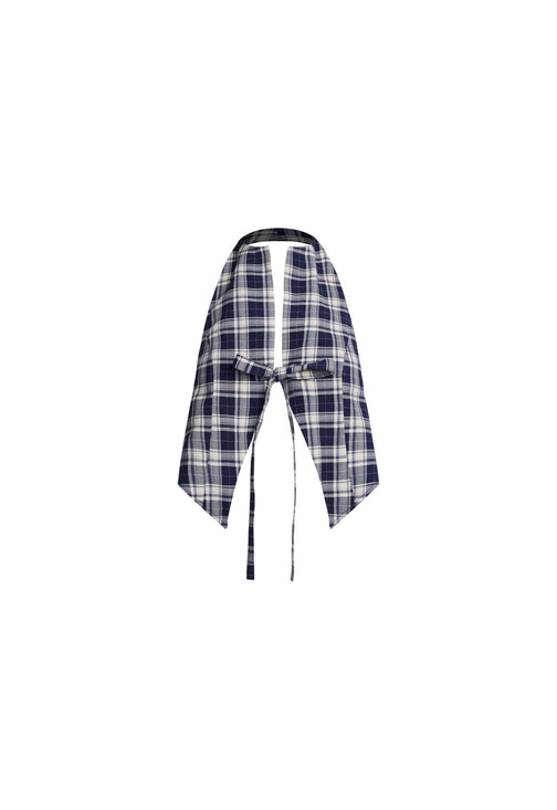 BUTTERFLY TIE TOP - NAVY CHECK