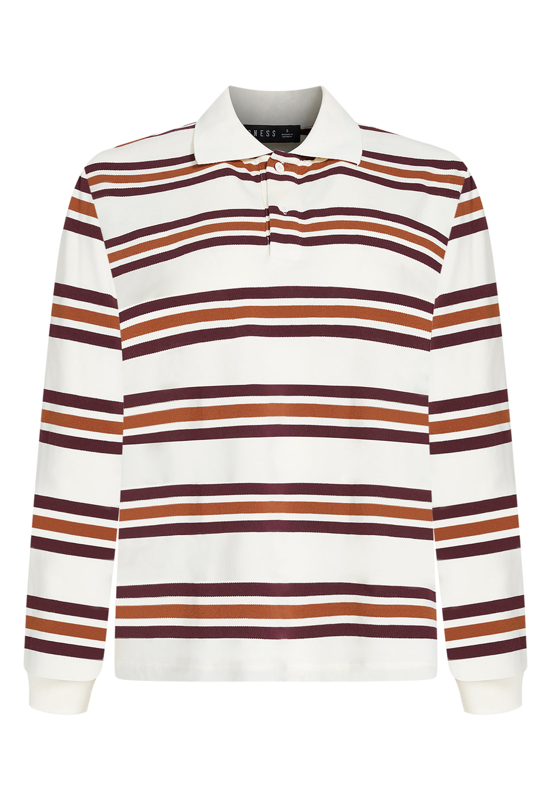 LEISURE LONG SLEEVE POLO - COFFEE STRIPE