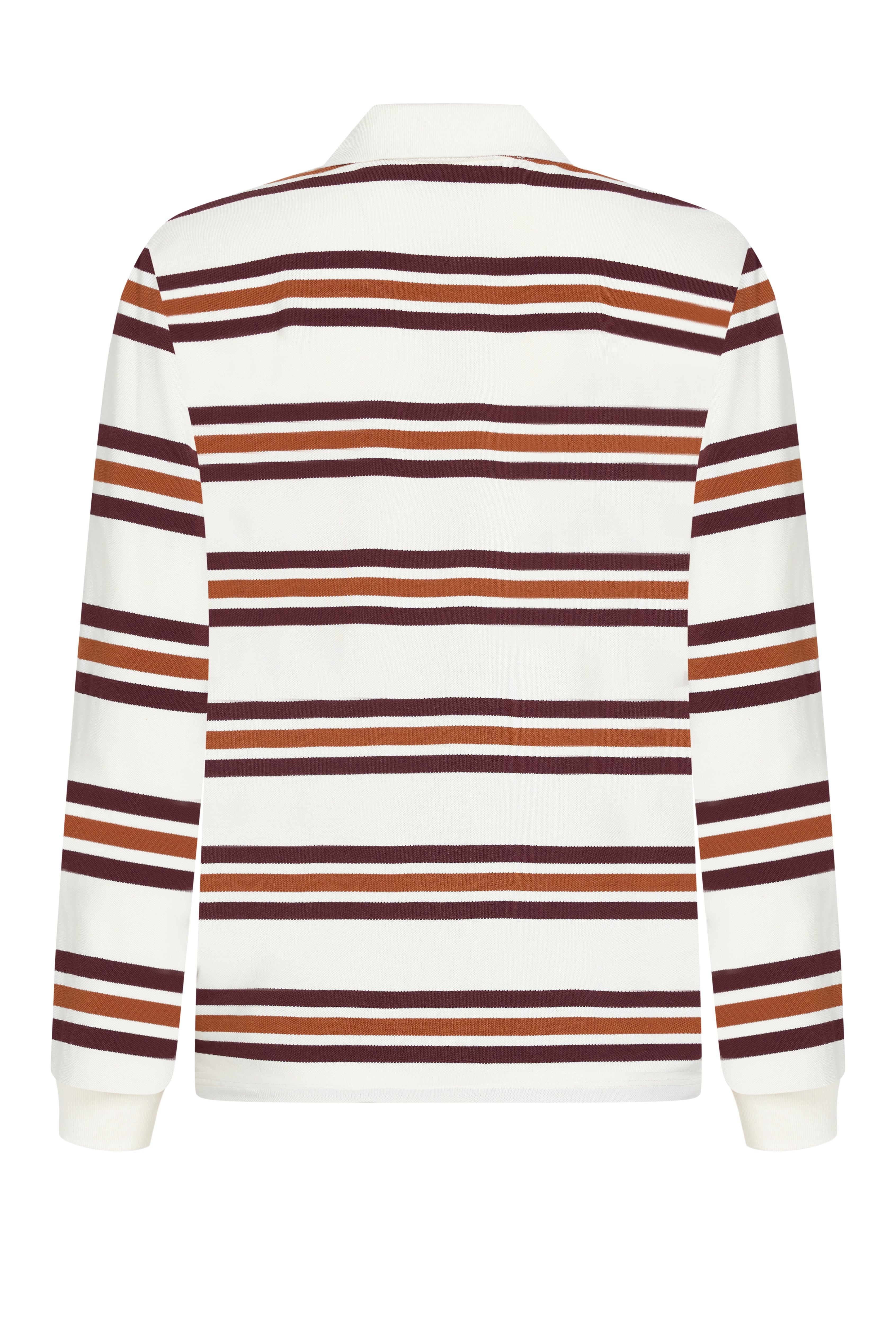 LEISURE LONG SLEEVE POLO - COFFEE STRIPE