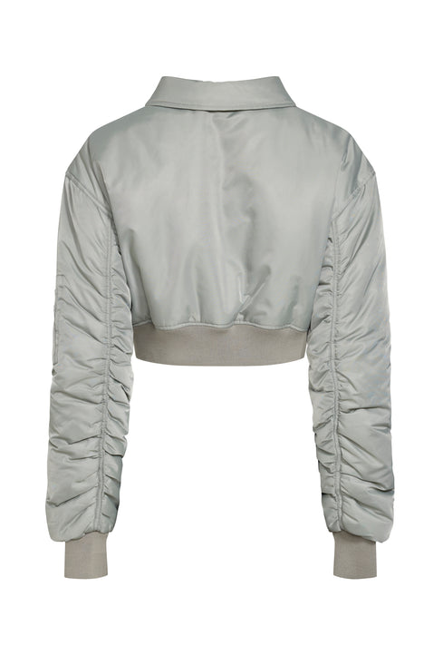 ESSENTIAL CROPPED BOMBER - MATCHA