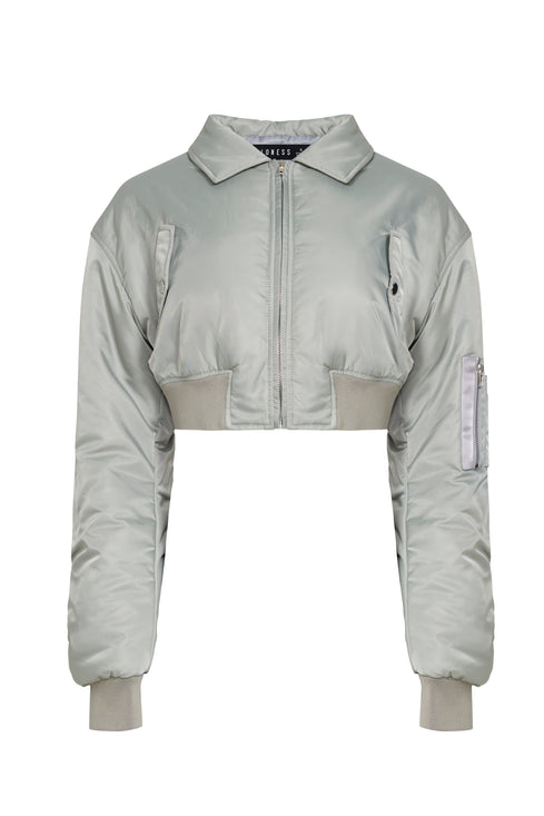 ESSENTIAL CROPPED BOMBER - MATCHA