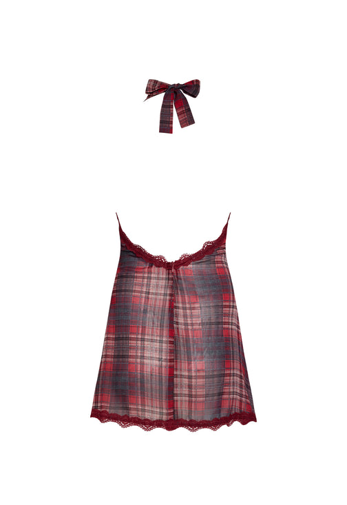 STARS ALIGN MINI DRESS - CRIMSON PLAID