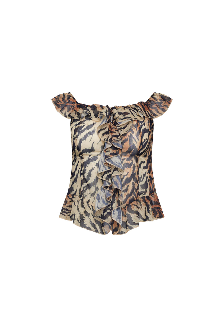 TIMELESS RUFFLE TOP - TIGER