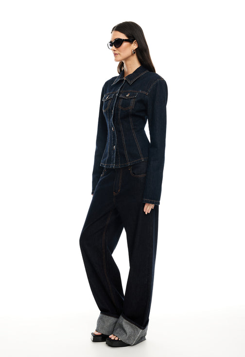 TOP MODEL CUFFED JEAN - DARK DENIM