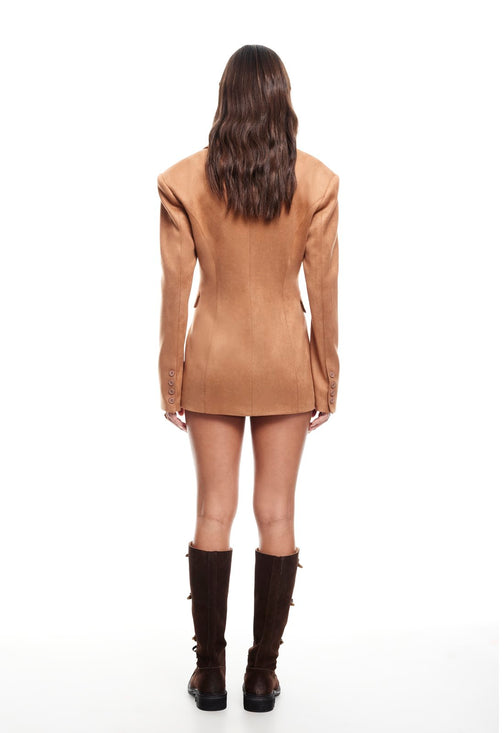 LEO CINCHED BLAZER DRESS - CAMEL