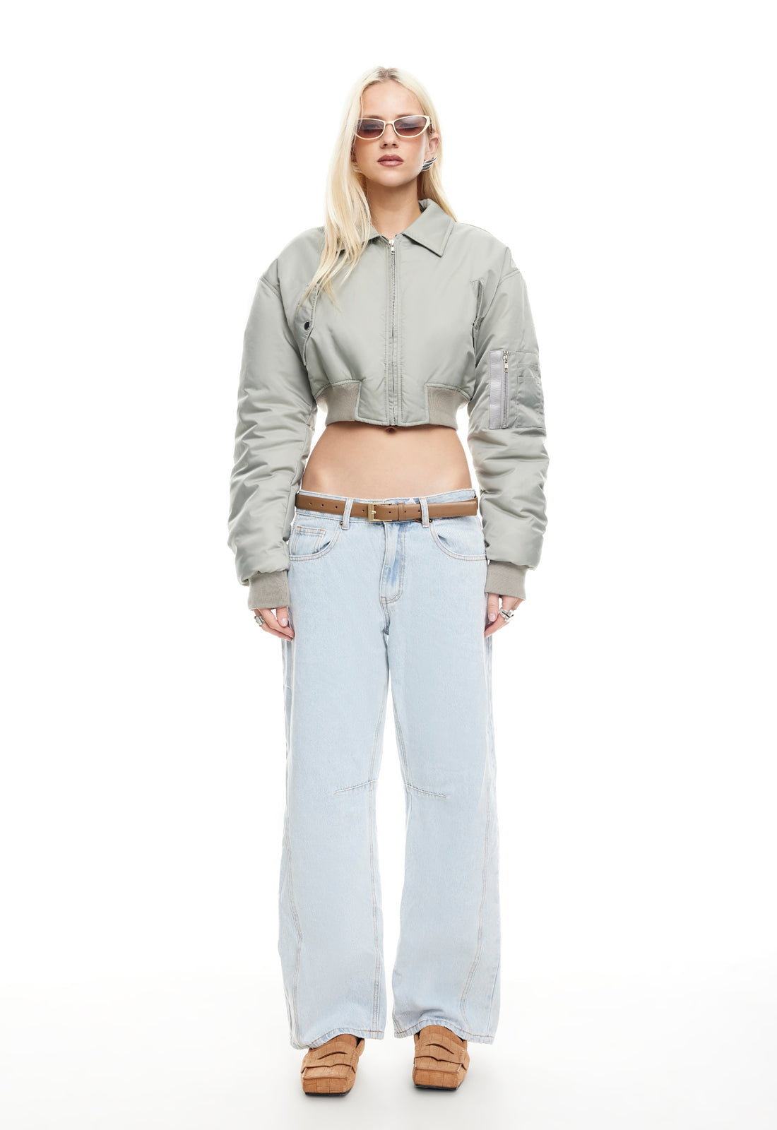ESSENTIAL CROPPED BOMBER - MATCHA