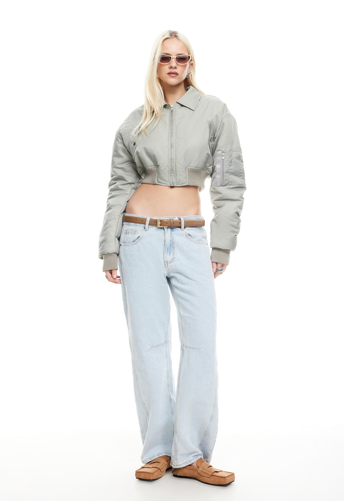 ESSENTIAL CROPPED BOMBER - MATCHA