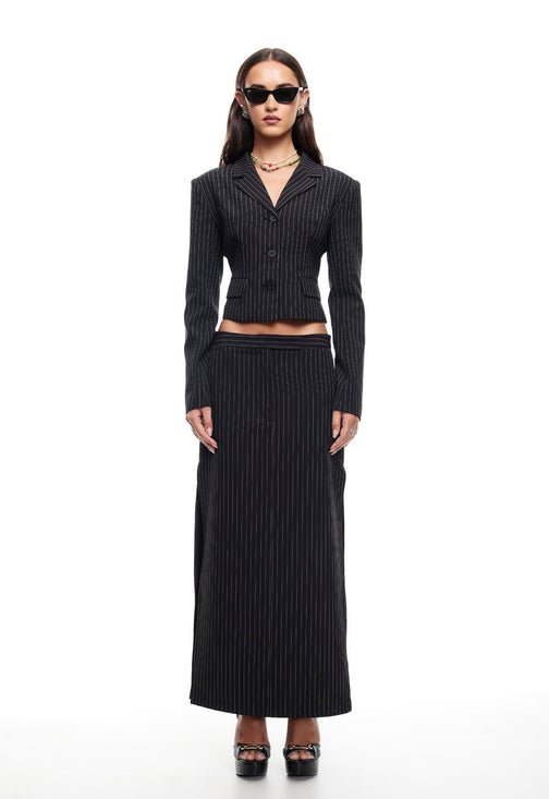 LUNE MAXI SKIRT - ONYX PINSTRIPE