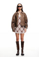 STARS ALIGN MINI DRESS - TAN PLAID