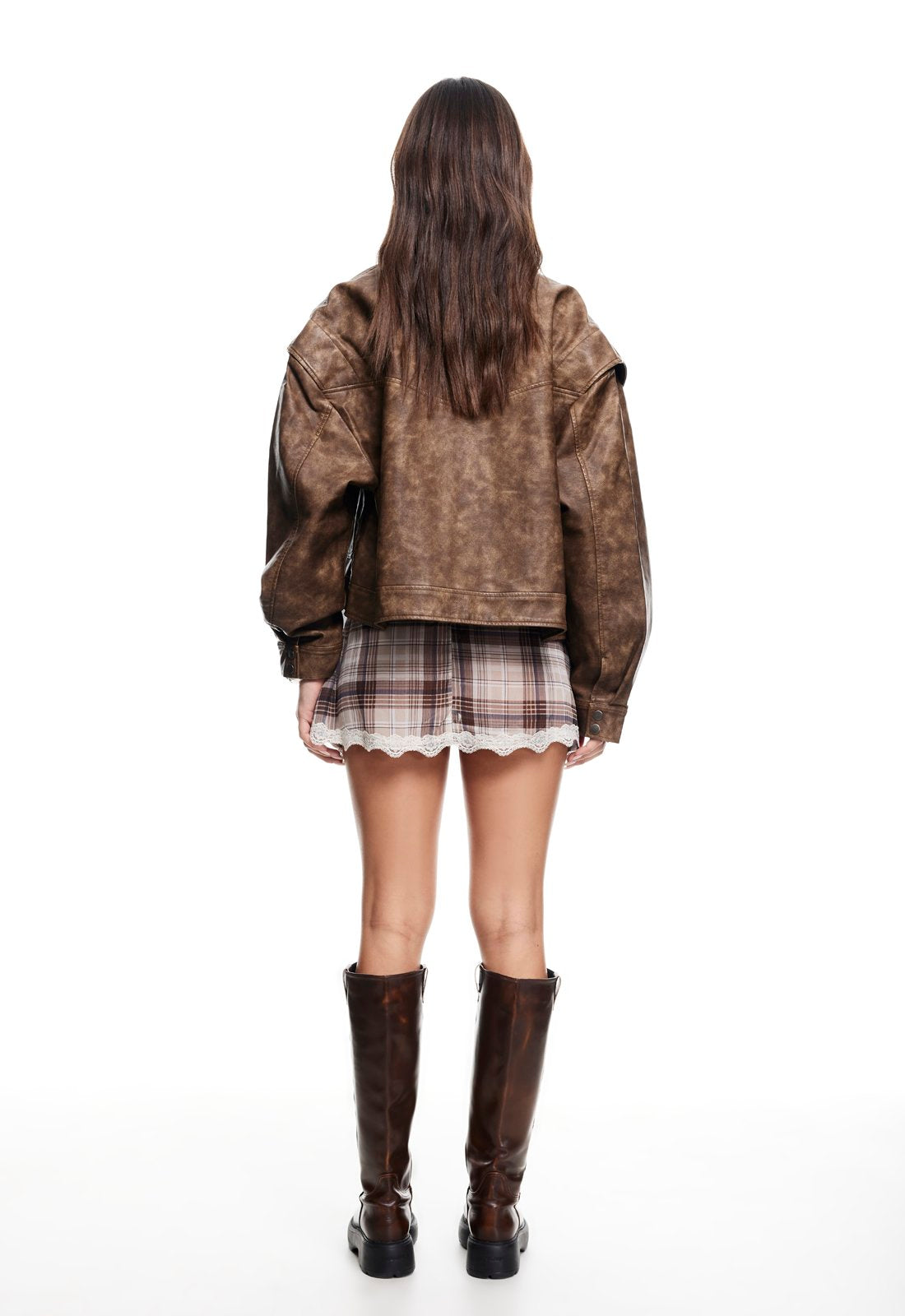 STARS ALIGN MINI DRESS - TAN PLAID