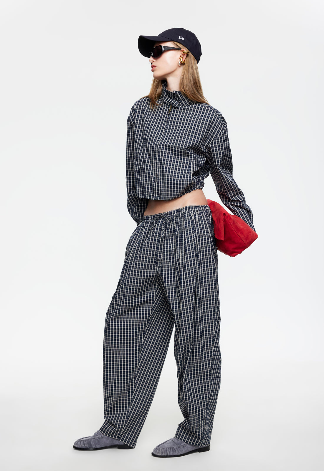 AURA PANT - NAVY LEMON PLAID