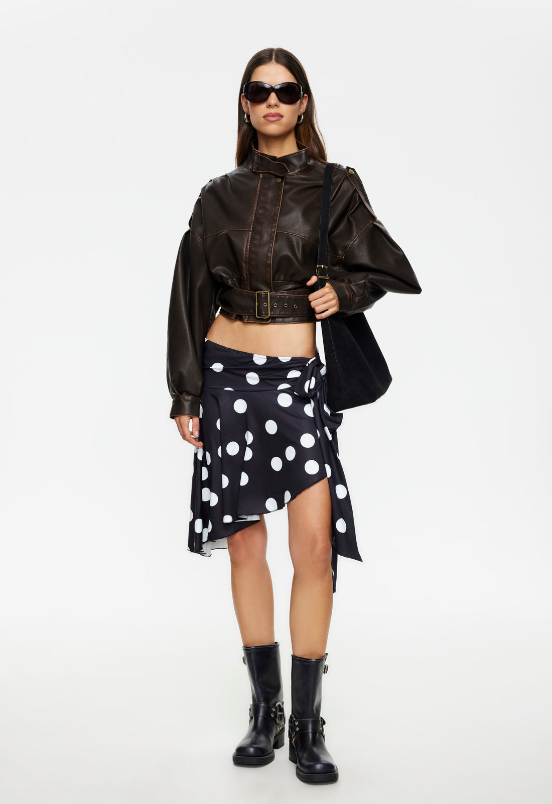 SAFARI MIDI SKIRT - NOIR POLKA