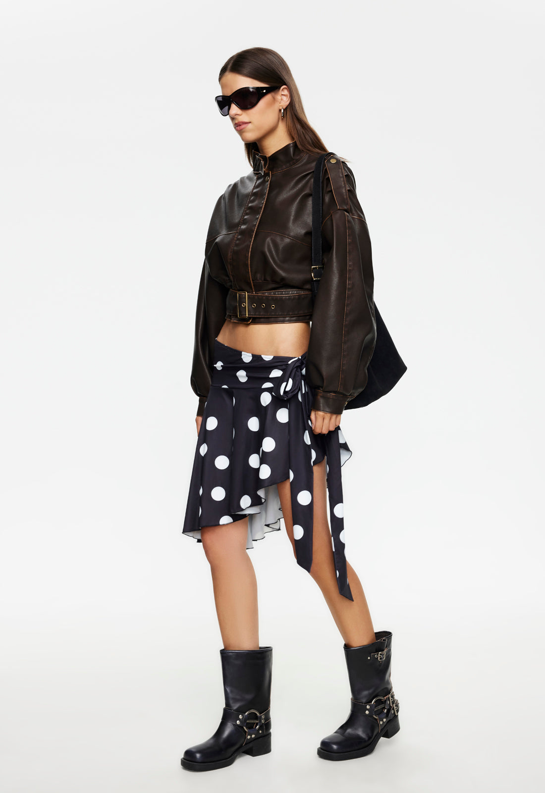 SAFARI MIDI SKIRT - NOIR POLKA