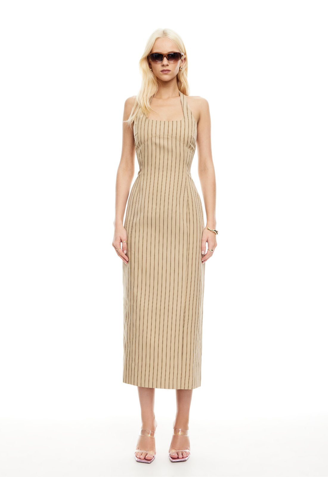 LES DEUX MIDI DRESS - STONE STRIPE