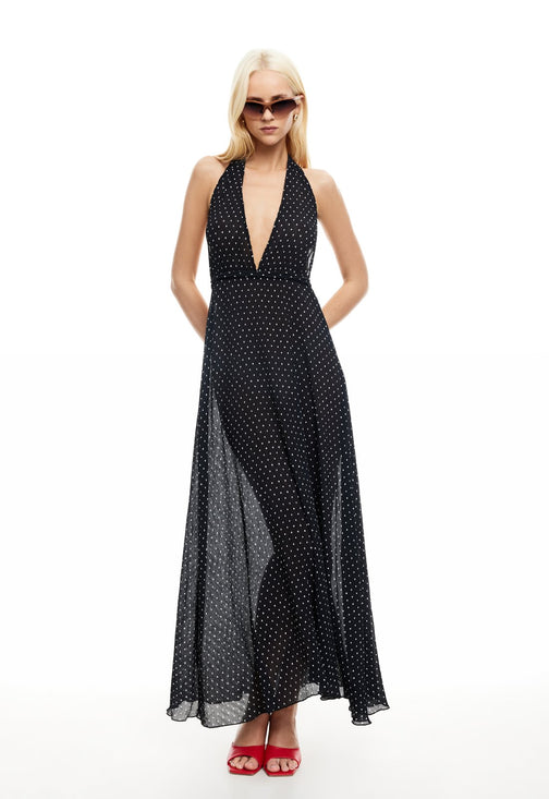 DISTRICT MAXI DRESS - ONYX POLKA