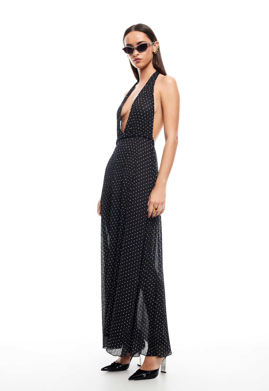 DISTRICT MAXI DRESS - ONYX POLKA