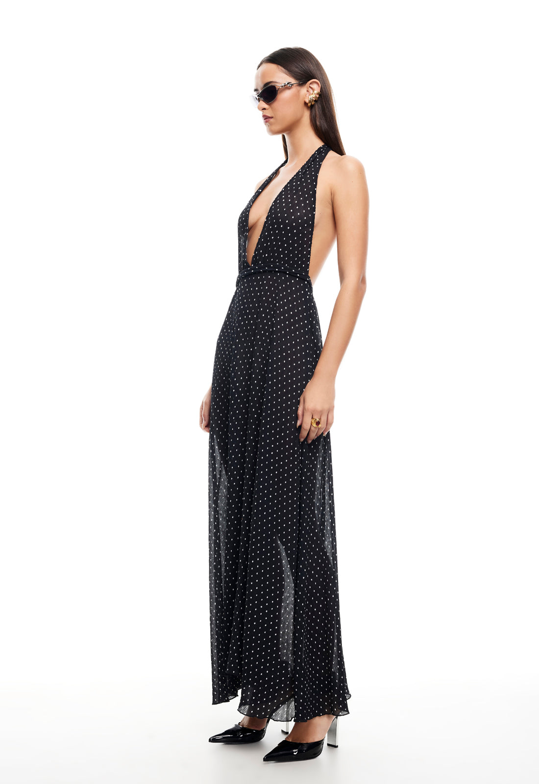 DISTRICT MAXI DRESS - ONYX POLKA