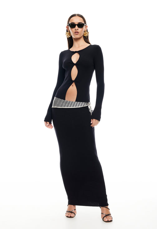 HOMECOMING LONG SLEEVE MAXI DRESS - ONYX