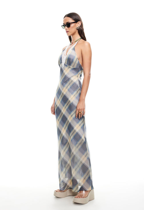 SHORELINE MAXI DRESS - BLUE CHECK