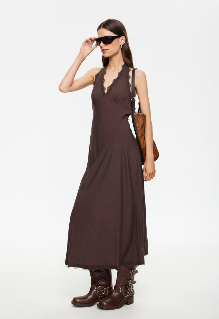 STARS ALIGN MIDI DRESS - BROWN
