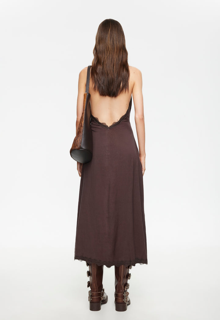 STARS ALIGN MIDI DRESS - BROWN