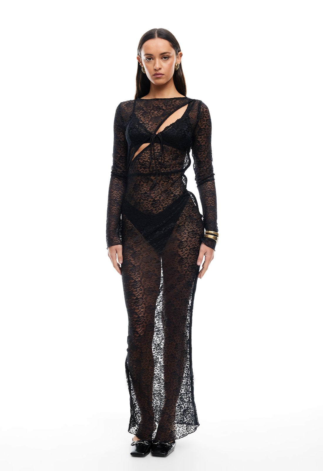 FEVER LACE MAXI DRESS - ONYX