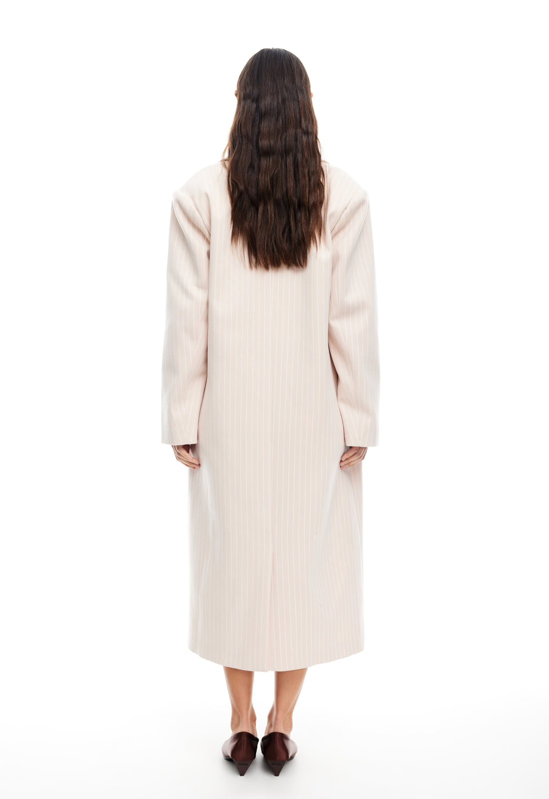 OLSEN COAT - BEIGE PINSTRIPE