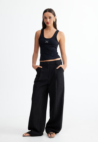 LIONESS LOGO TANK + LEO PANT ONYX PINSTRIPE