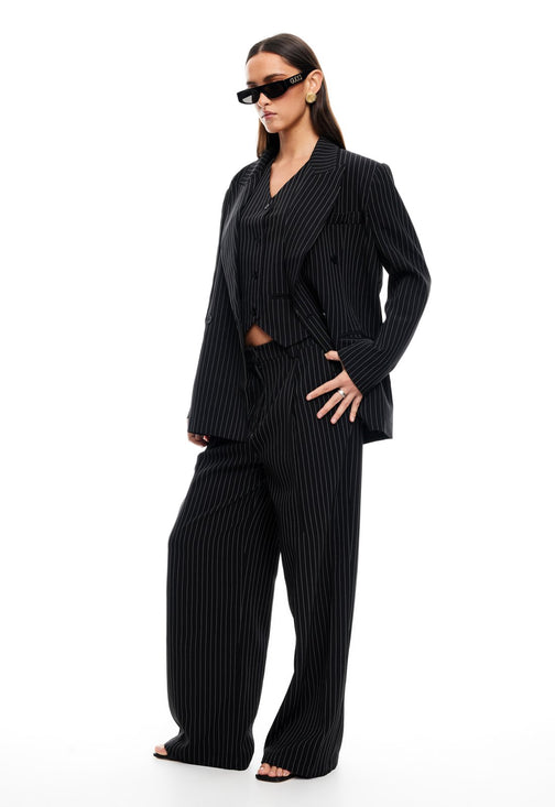 HEIRESS BLAZER - ONYX PINSTRIPE