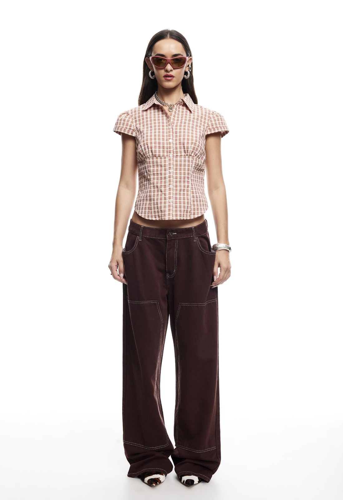 MON CHERI BLOUSE - PINK CHECK