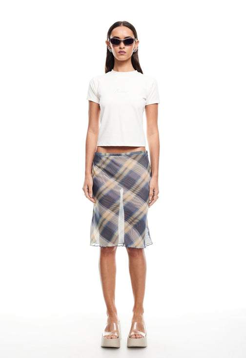 SHORELINE MIDI SKIRT - BLUE CHECK