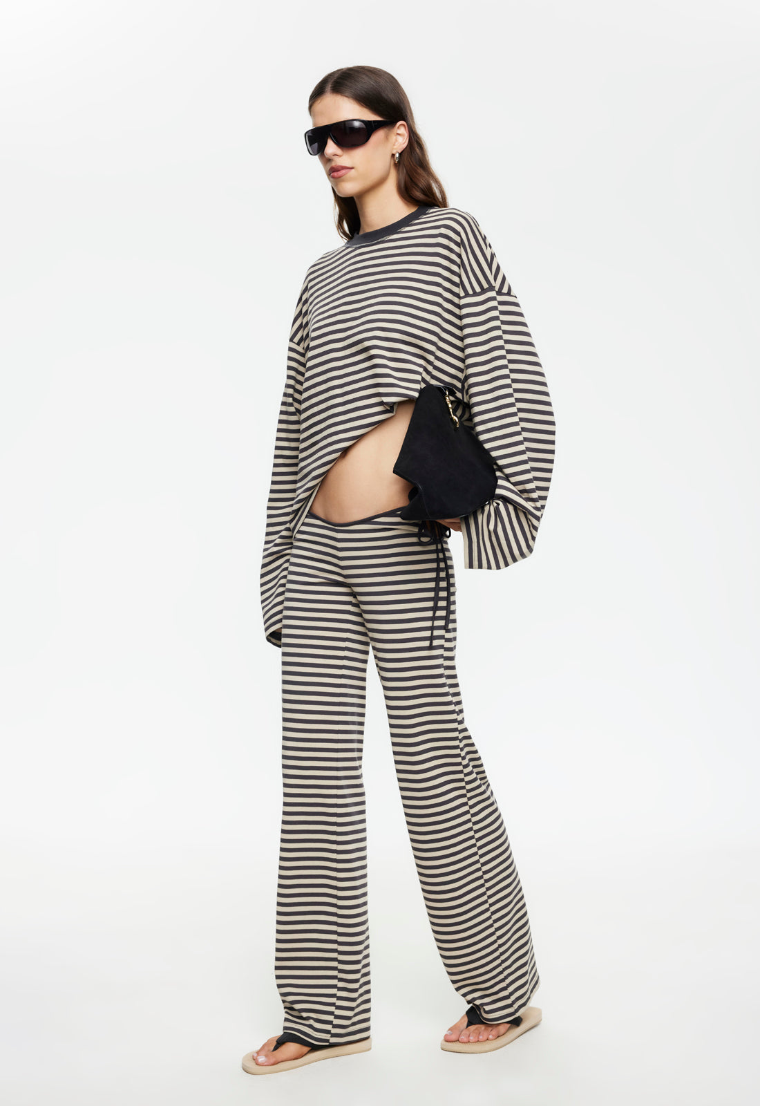 BLOOM TIE PANT - SLATE STRIPE