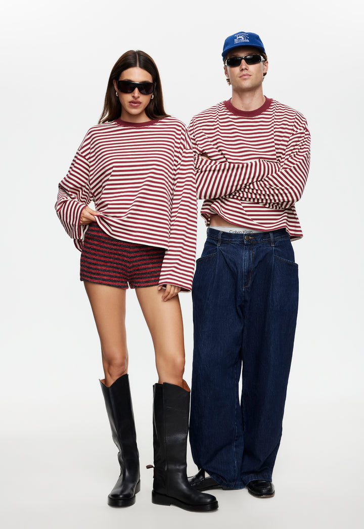 BLOOM LONG SLEEVE - WINE STRIPE