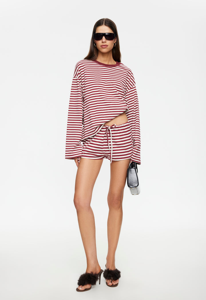 BLOOM LONG SLEEVE - WINE STRIPE