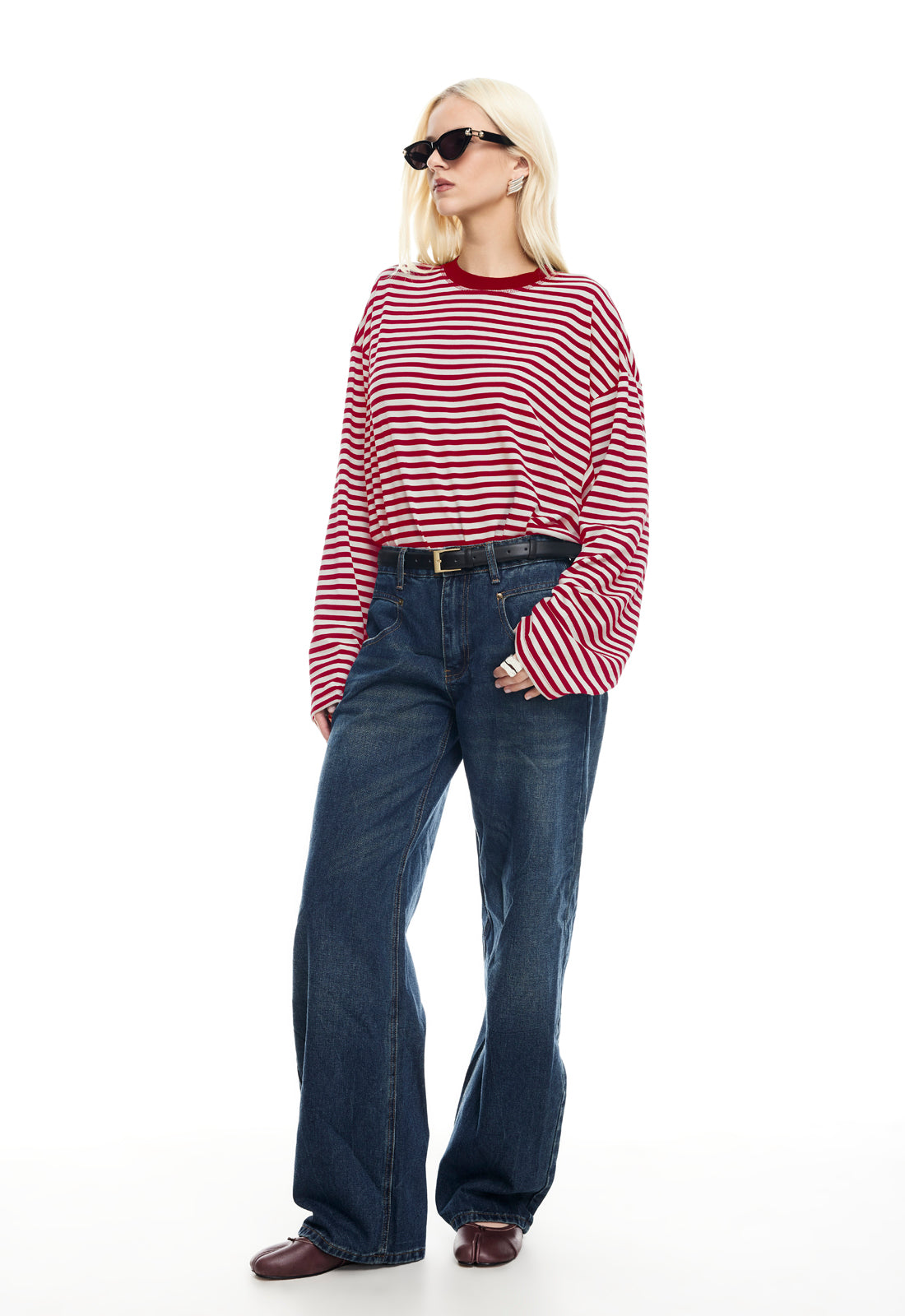 BLOOM LONG SLEEVE - WINE STRIPE