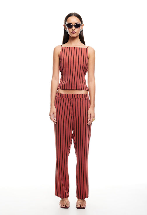 HORIZON TIE TOP - CRIMSON STRIPE