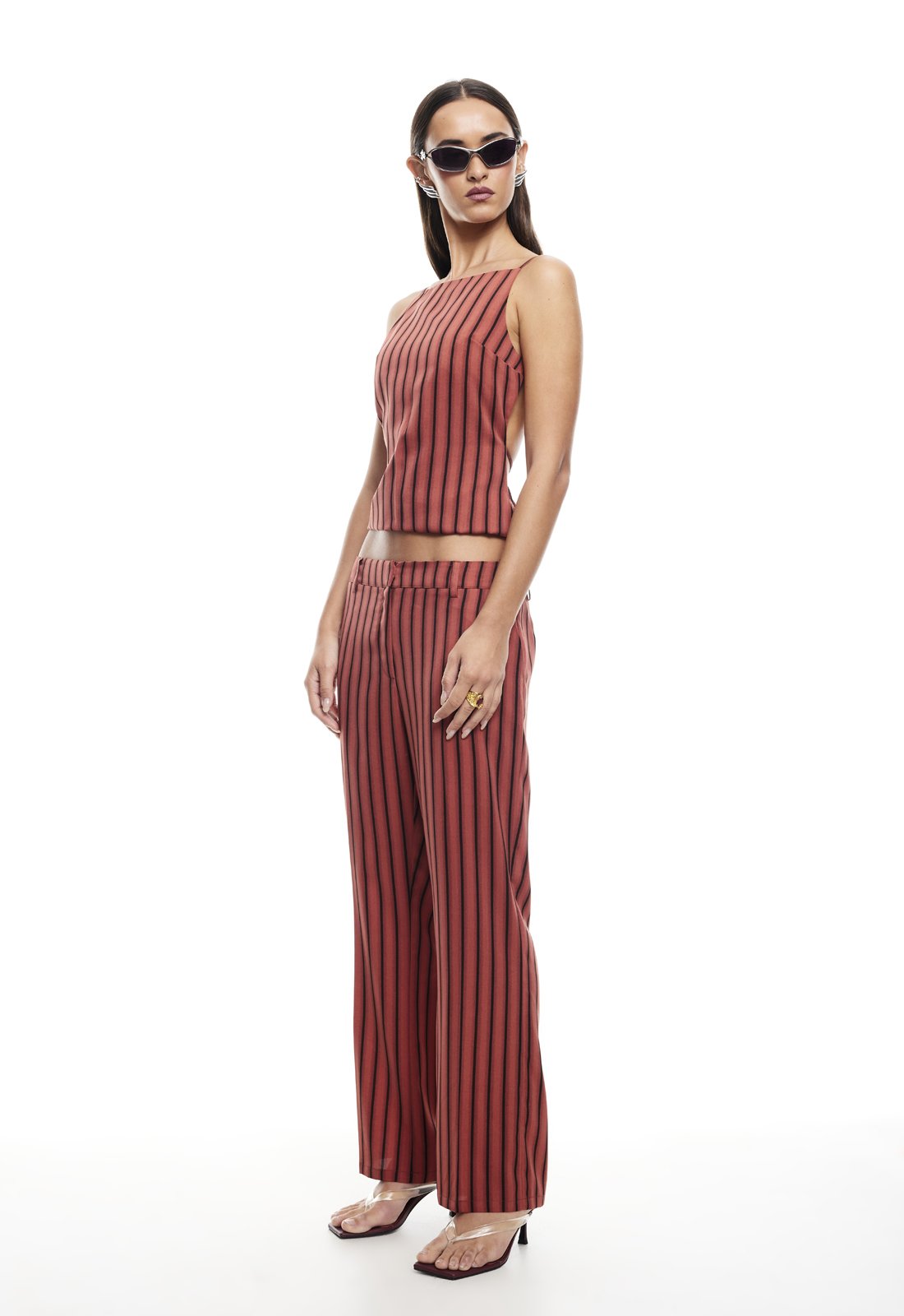 HORIZON TIE TOP - CRIMSON STRIPE