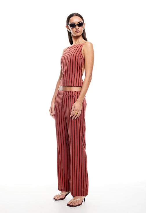 HORIZON TIE TOP - CRIMSON STRIPE