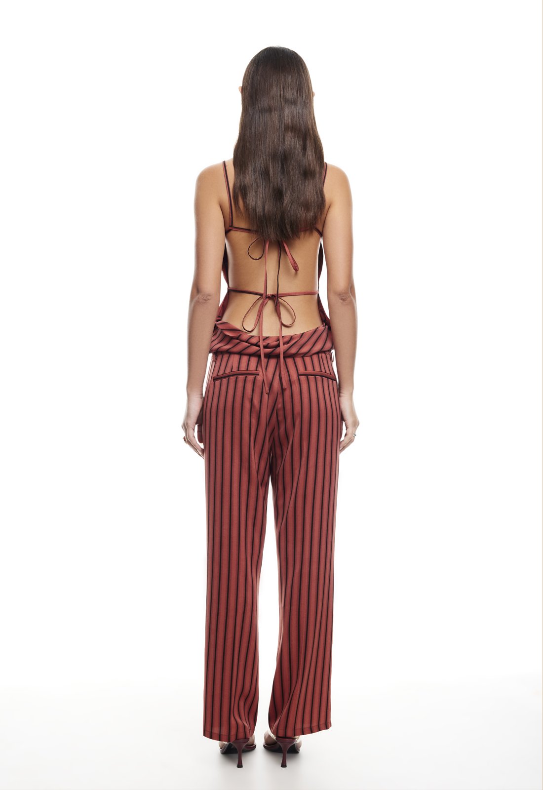 HORIZON TIE TOP - CRIMSON STRIPE