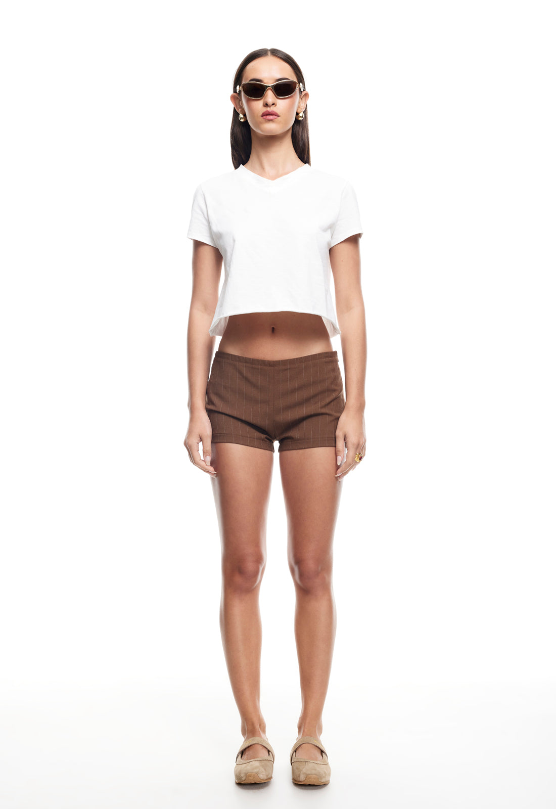 REBORN MINI SHORT - CHOCOLATE PINSTRIPE
