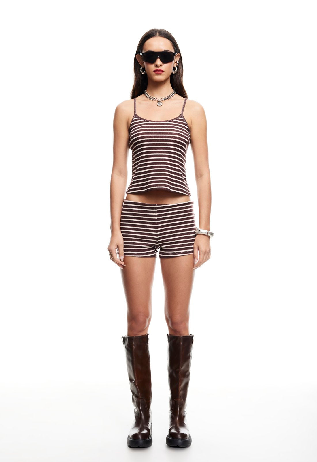 CARRIE CAMI  - WINE STRIPE
