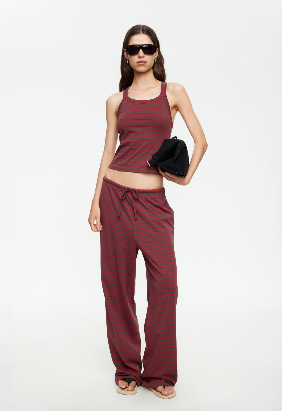 LUCKY CAMI - CHOCOLATE WINE STRIPE