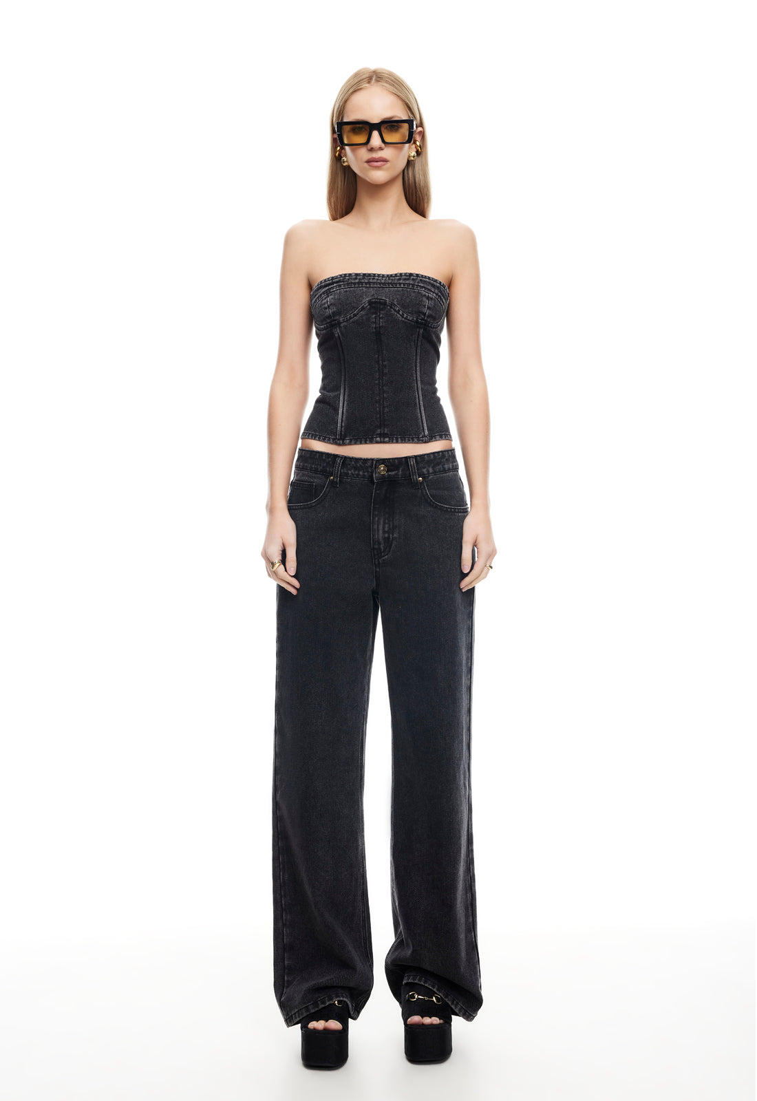 RISING JEAN - WASHED ONYX